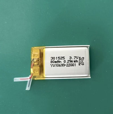 KC/CB 301525 Bateria de polímero de lítio de 3,7 V, bateria de polímero de íon de lítio de 80 mAh