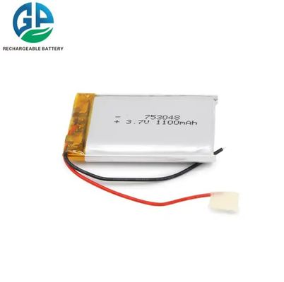 KC IEC62133 Aprovar 753048 3.7V 1100mAh Bateria Lipo Bateria recarregável Pack com bateria de PCB Li-polímero
