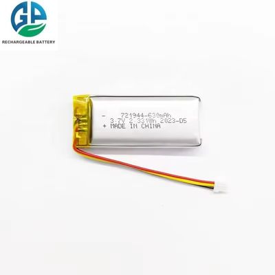 IEC 62133 Bateria de lítio recarregável de polímeros aprovada 721944 630mah 3,7v