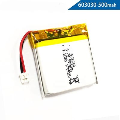 UN38.3 recarregável 603030 3,7 V 500mah Li Polymer Battery