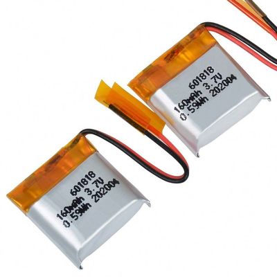 Tamanho pequeno Li Polymer Rechargeable Battery 601818 3.7V Lipo 160mAh