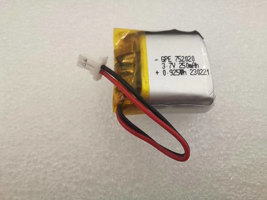 Dispositivo Li Polymer Battery da beleza, bateria do polímero de 3.7V 752020 250mAh Lipo