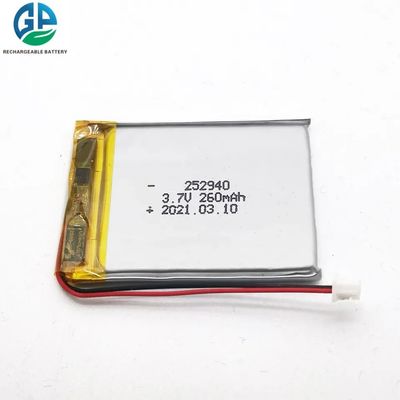 Iec62133 252940 Bateria de polímero de lítio 260mah 3,7v