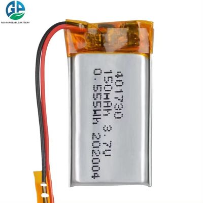 Bateria recarregável de polímero de lítio aprovada pela KC 3.7V 150mAh 401730 Baterias LiPo com fios PCB
