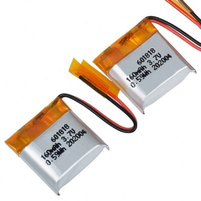 buy Dimensão pequena 601818 3.7V 160mAh Bateria de polímero de lítio com 500 ciclos de vida para dispositivos digitais Fabricação em linha