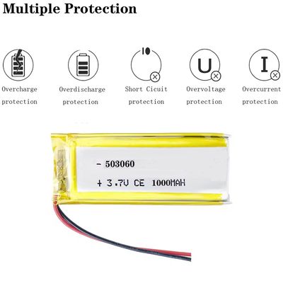 comprar Bateria recarregável KC CB IEC62133 aprovada 503060 Bateria de polímero de lítio 1000mah 3.7v online manufacture