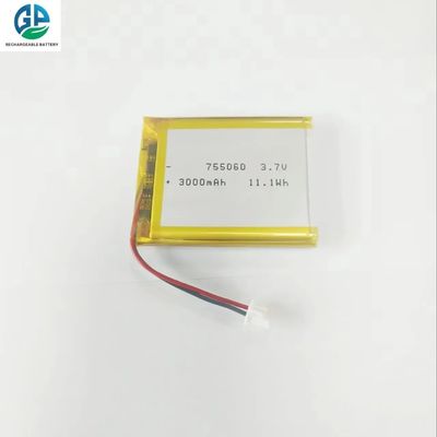 comprar Bateria de alta taxa de descarga 3.7V 3000mah 30C Max60C Bateria recarregável Lipo 755060 3.7v 3000mah bateria de iões de lítio para produtos digitais online manufacture
