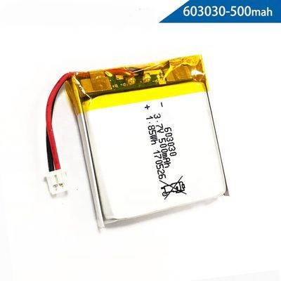comprar UN38.3 recarregável 603030 3,7 V 500mah Li Polymer Battery online manufacture