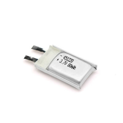 Bateria de polímero de lítio 80mAh 451220 3,7V KC com conector PCM de fio