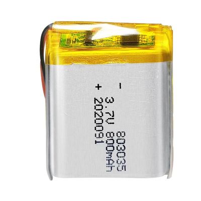 vida de ciclo do bloco 500times da bateria do polímero do lítio de 3.7V 800mah 803035