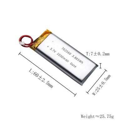 Capacidade recarregável Li Poly Battery Pack 702560 de 5C 3.7V 1200mAh