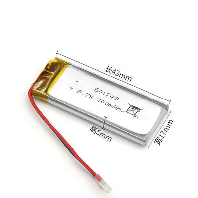 300mAh 3.7V Li Poly Rechargeable Battery Pack, bloco 501743 da bateria do KC Lipo