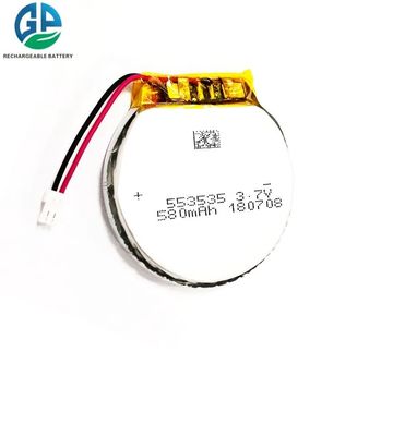 553535 de alta capacidade de 580mah 3.7v Li Ion Polymer Battery Circle Shape