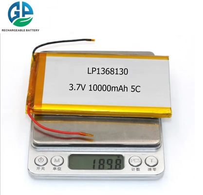 1368130 pilha de bateria do polímero do lítio de 3.7v 10Ah 10000mah recarregável