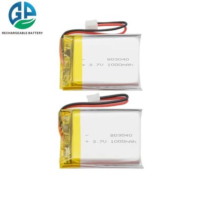 Bateria de polímero de lítio de alta capacidade 1000mAh 3.7V com 500 ciclos Bateria LiPo recarregável