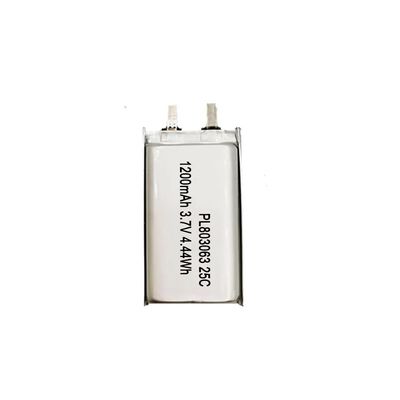 3.7V 1200mAh 25C taxa de descarga IEC62133 UL Bateria recarregável aprovada de lítio polímero LiPo