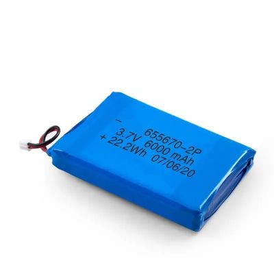 Bateria recarregável de polímero de lítio de descarga 2C com capacidade de 6000mAh e proteção contra sobrecarga