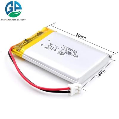 703450 3.7V 1300mAh Bateria recarregável de Li-polímero com PCM e proteção contra sobrecarga