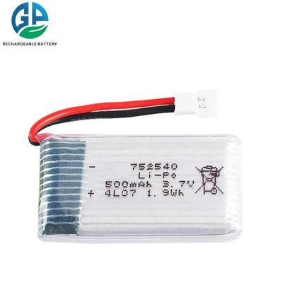 UN38.3 Certificado 3.7V 500mAh Bateria de Lítio Polímero Pacote Bateria LiPo recarregável