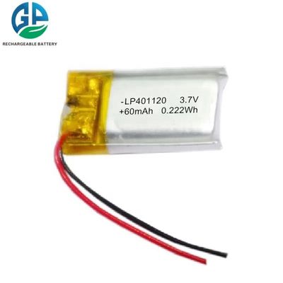 401120 60mAh 3.7V Bateria de Polímero de Lítio Longa Vida LiPo Bateria Recarregável para Dispositivos de Beleza