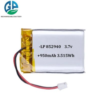 Bateria de Polímero de Lítio Recarregável LiPo de 3.7V 950mAh Aprovada pela IEC62133