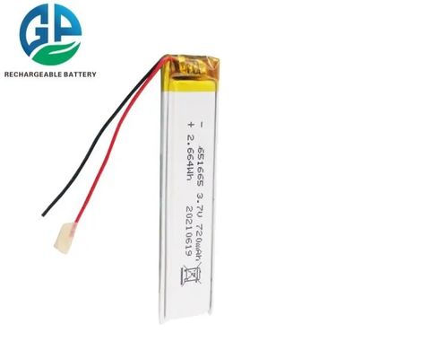 Bloco recarregável 720mAh 3.7V da bateria do polímero de lítio 651665 com vida de ciclo 500times