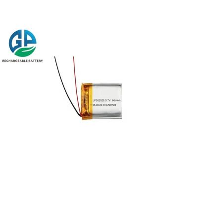 Bateria de polímero de lítio de 80 mAh de 3,7 V 302020 - Bateria LiPo compacta para lâmpadas LED