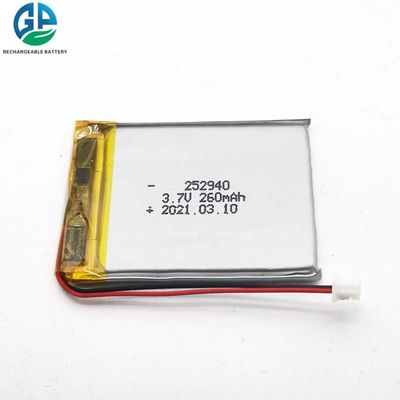 IEC62133 Aprovado 3.7V 260mAh 252940 Bateria de Lítio Polímero Pacote Bateria recarregável LiPo