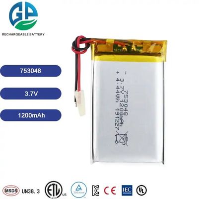 KC aprovado 753048 1200mAh 3.7v Bateria recarregável Lipo para monitor Smart Toy