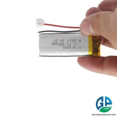 Bateria de polímero de lítio de alta capacidade de 3,7 V 800 mAh com vida útil de ciclo 500 vezes maior para produtos digitais
