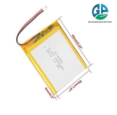 KC IEC62133 Aprovação Bateria recarregável de lítio polimérico de 3,7 v 574758 1800mah