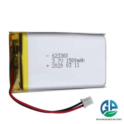 Bateria de polímero de lítio 3,7V 1500mAh 500 ciclos de vida útil, bateria LiPo recarregável de alta descarga