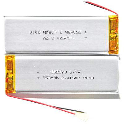 Alta taxa de descarga Bateria de capacidade total KC 352570 600mAh Bateria de lítio polímero Pa 3.7V Bateria de lítio recarregável