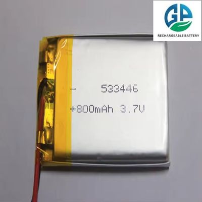 Bateria de alta taxa de descarga Bateria recarregável de polímero Li de capacidade total KC 533446 800mAh