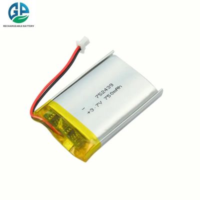 Bateria de alta taxa de descarga 30C Max60C Recarregável 3.7V 750Mah Bateria de íons de lítio de alta qualidade 752439