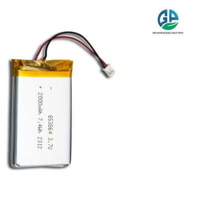 3.7 V 2000mah Para produtos digitais Dispositivos médicos Bateria de polímero de íons de lítio ecológica de alta qualidade 653864 2000mAh
