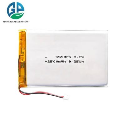 Bateria LiPo de alta capacidade 2500mAh 3.7V com vida útil de ciclo 500 vezes para dispositivos de beleza