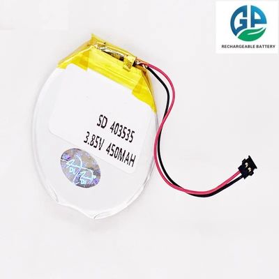 Bateria de Polímero de Lítio 3.7V 450mAh 453535 com 500 Ciclos de Vida Bateria Lipo Recarregável
