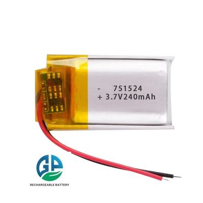 Taxa de Descarga 10C Bateria de Polímero de Lítio de 3.7V 240mAh Bateria Lipo para Energia Móvel e GPS