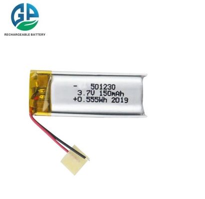 Bateria de polímero de lítio recarregável aprovada pela KC 3,7V 150mAh com PCB e fios 150mAh 501230 3,7v