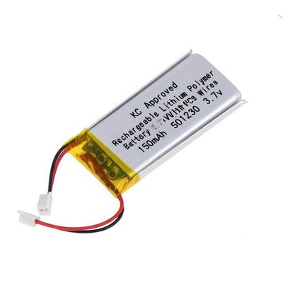 Bateria de polímero de lítio recarregável aprovada pela KC 3,7V 150mAh com PCB e fios 150mAh 501230 3,7v