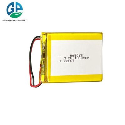 Bateria de polímero de íon de lítio de alta capacidade 3,7V 1800mAh, bateria Lipo recarregável, bateria de polímero de lítio Li-Ion 505068 tipo bolsa