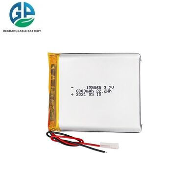 Bateria de polímero de lítio recarregável de 6000mAh 3,7V 1S, bateria Lipo personalizada com plugue