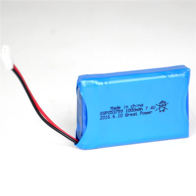 Bloco da bateria do polímero 503759 do lítio da bateria 7,4 V 1000mah de Lipo