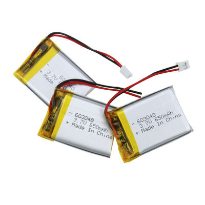 Bateria de Polímero de Lítio Certificada RoHS de 3,7V e 650mAh com Vida Útil de 500 Ciclos para Dispositivos Médicos
