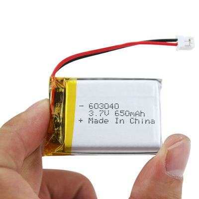 IEC62133 certificou o bloco recarregável da bateria do polímero do lítio da bateria 603040 de 3.7V 650mAh Lipo