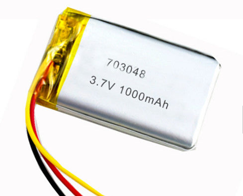 Bateria 1000mah do polímero do lítio 3.7v de MSDS 703048