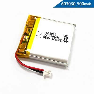 IEC62133 3,7 bloco da bateria do polímero do lítio do volt 500mAh 603030
